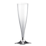 Plastic Stemmed Flute Sparkling Wine Niquel Chrome 140ml 2P (20 Units)