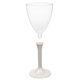Plastic Stemmed Glass Wine Beige Removable Stem 180ml (200 Units)
