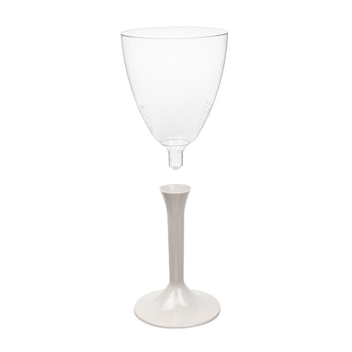 Plastic Stemmed Glass Wine Beige Removable Stem 180ml (200 Units)