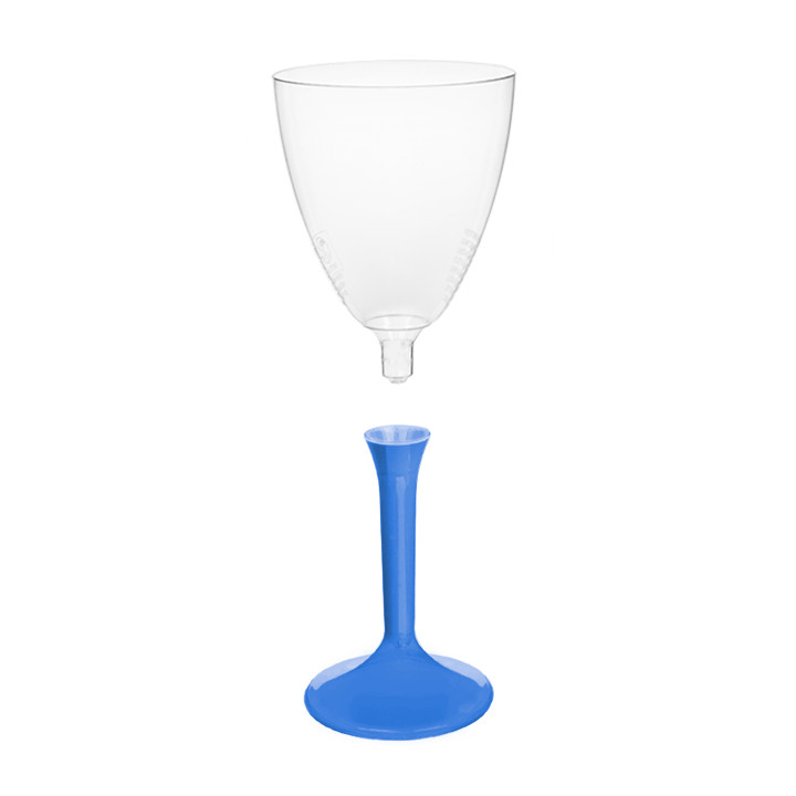 Plastic Stemmed Glass Wine Blue Mediterranean Removable Stem 180ml (200 Units)