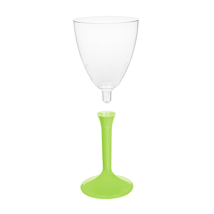 Plastic Stemmed Glass Wine Lime Green Removable Stem 180ml (200 Units)