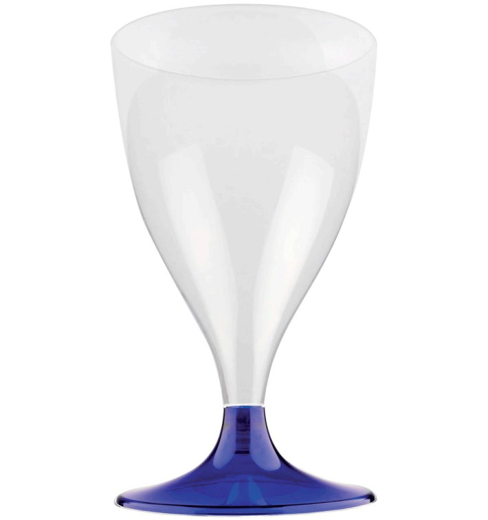 Plastic Stemmed Glass Wine Blue 200ml 2P (20 Units)