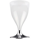 Plastic Stemmed Glass Wine Silver Chrome 200ml 2P (20 Units)