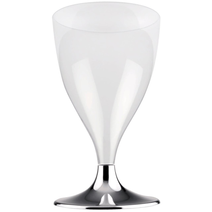 Plastic Stemmed Glass Wine Silver Chrome 200ml 2P (400 Units)