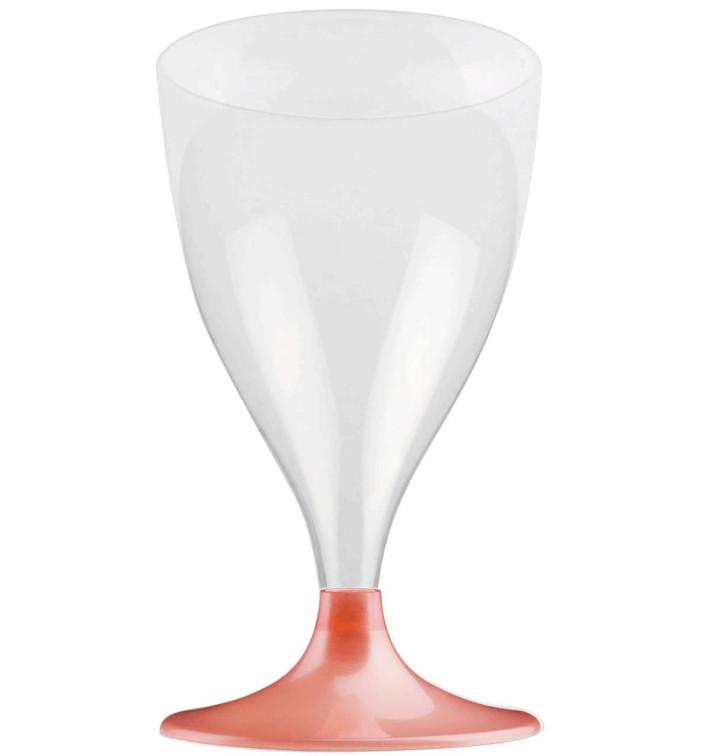 Plastic Stemmed Glass Wine Peach Pearl 200ml 2P (400 Units)