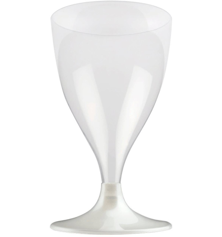 Plastic Stemmed Glass Wine White Pearl 200ml 2P (20 Units)