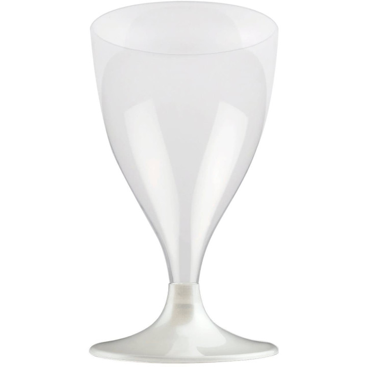 Plastic Stemmed Glass Wine White Pearl 200ml 2P (20 Units)
