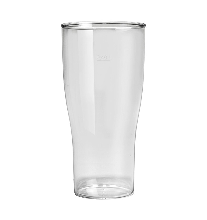 Plastic Pint Glass SAN Reusable Clear 400ml (5 Units) 