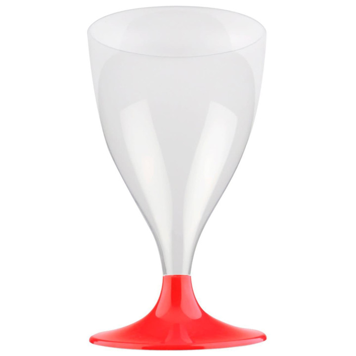Plastic Stemmed Glass Wine Red Clear 200ml 2P (400 Units)