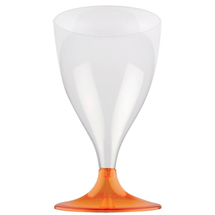 Plastic Stemmed Glass Wine Orange Clear 200ml 2P (400 Units)
