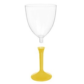 Plastic Stemmed Glass Wine Yellow Removable Stem 300ml (200 Units)