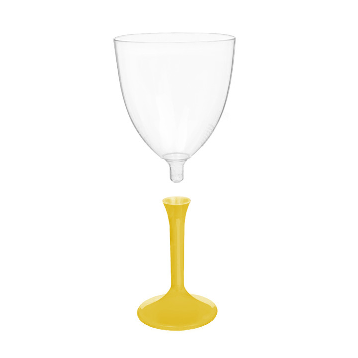 Plastic Stemmed Glass Wine Yellow Removable Stem 300ml (200 Units)