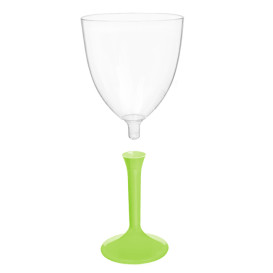 Plastic Stemmed Glass Wine Lime Green Removable Stem 300ml (40 Units)