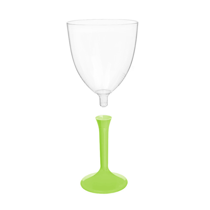 Plastic Stemmed Glass Wine Lime Green Removable Stem 300ml (200 Units)