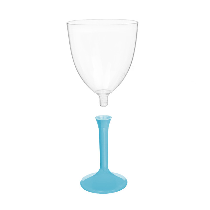 Plastic Stemmed Glass Wine Turquoise Removable Stem 300ml (200 Units)