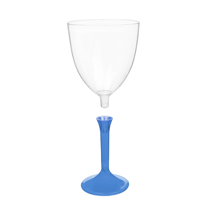 Plastic Stemmed Glass Wine Blue Clear Removable Stem 300ml (200 Units)