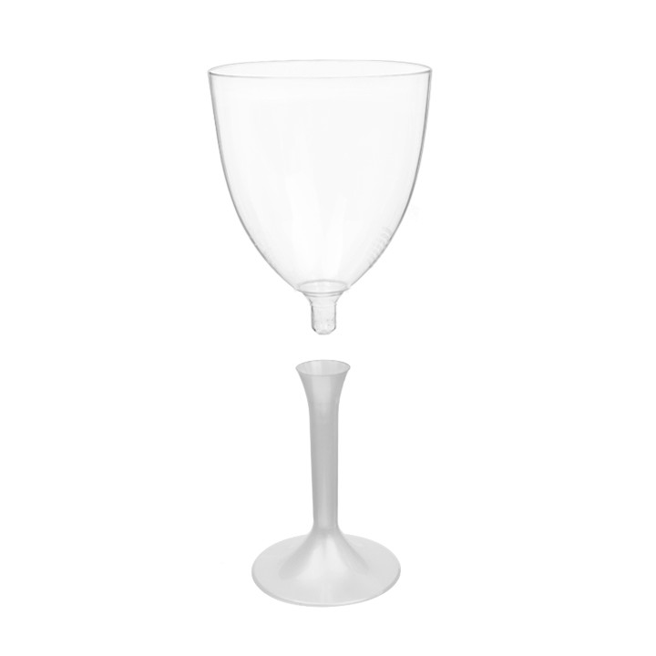 Plastic Stemmed Glass Wine White Pearl Removable Stem 300ml (200 Units)