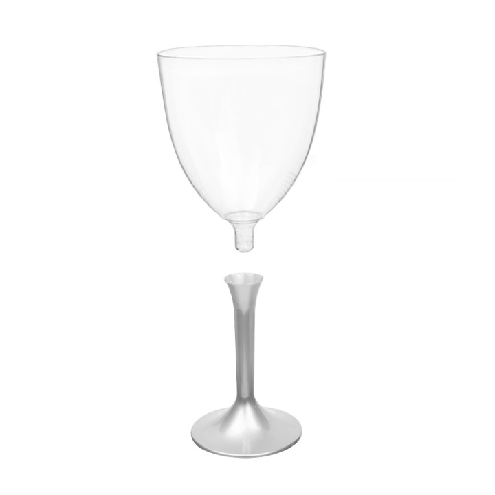 Plastic Stemmed Glass Wine Grey Removable Stem 300ml (200 Units)