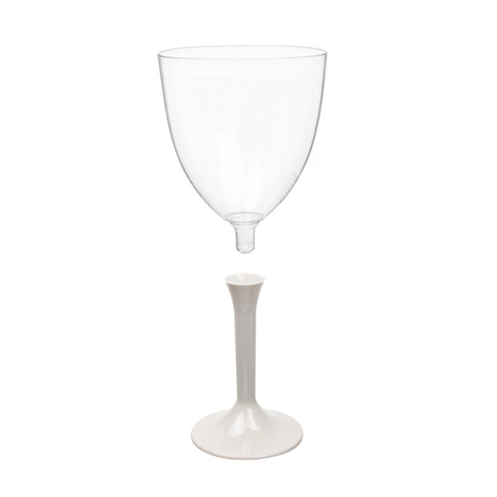 Plastic Stemmed Glass Wine Beige Removable Stem 300ml (200 Units)