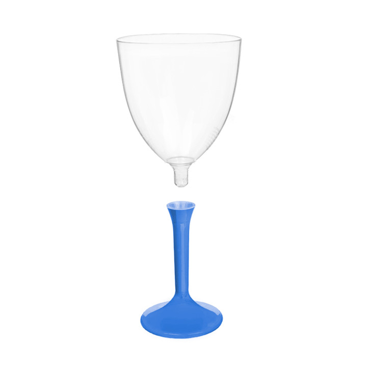 Plastic Stemmed Glass Wine Blue Mediterranean Removable Stem 300ml (200 Units)