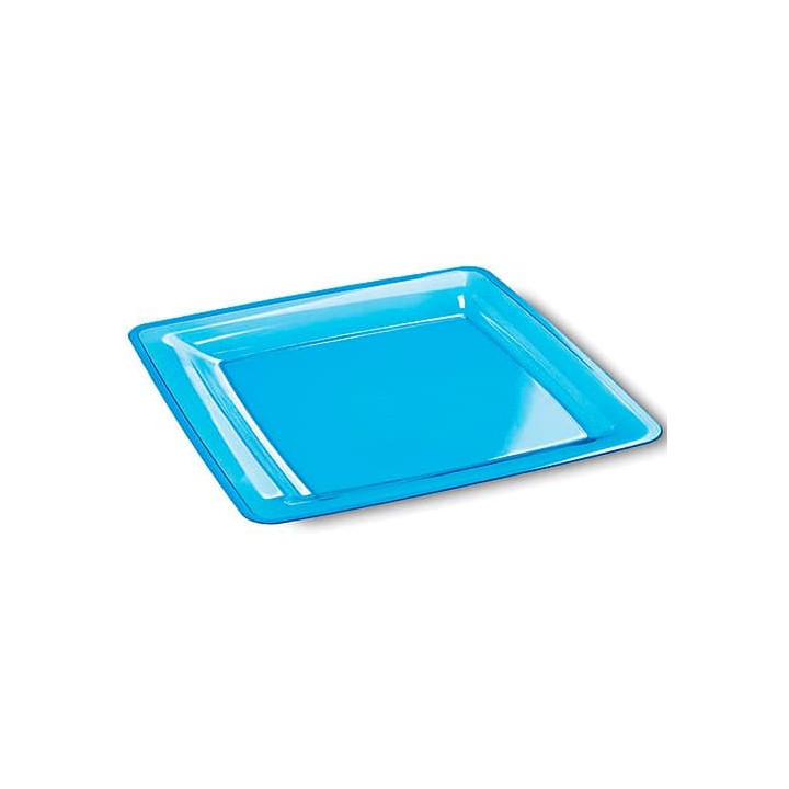 Plastic Plate Square shape Extra Rigid Turquoise 22,5x22,5cm (72 Units)