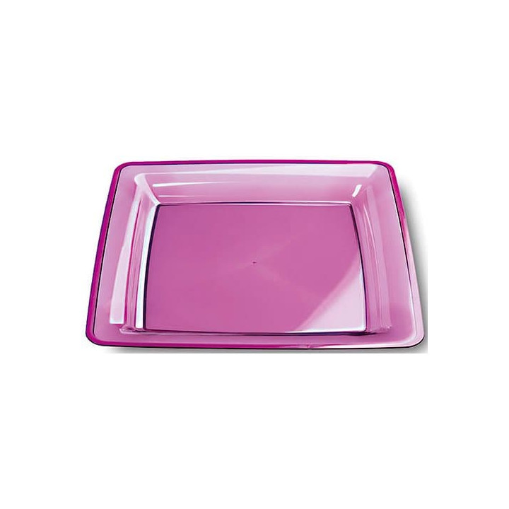 Plastic Plate Square shape Extra Rigid Eggplant 22,5x22,5cm (6 Units) 
