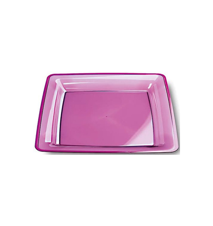 Plastic Plate Square shape Extra Rigid Eggplant 22,5x22,5cm (72 Units)