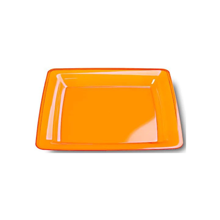 Plastic Plate Square shape Extra Rigid Orange 22,5x22,5cm (6 Units) 