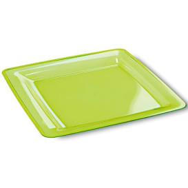 Plastic Plate Square shape Extra Rigid Green 22,5x22,5cm (72 Units)
