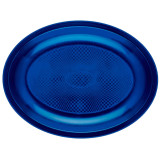 Plastic Platter Microwavable Oval Shape Blue "Round" 25,5x19 cm (50 Units) 