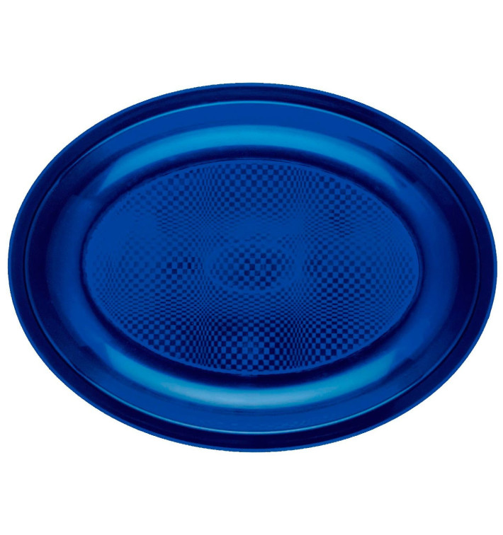 Plastic Platter Microwavable Oval Shape Blue "Round" 25,5x19 cm (50 Units) 