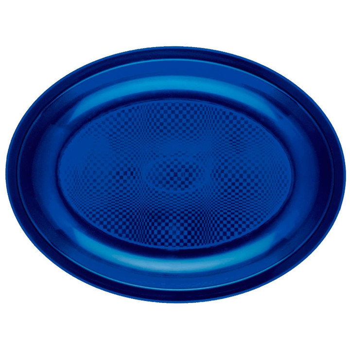 Plastic Platter Microwavable Oval Shape Blue "Round" 25,5x19 cm (50 Units) 