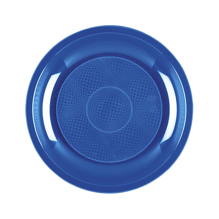 Plastic Plate Dessert Mediterranean Blue "Round" PP Ø18,5 cm (600 Units)