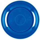 Plastic Plate Flat Mediterranean Blue "Round" PP Ø22 cm (50 Units) 