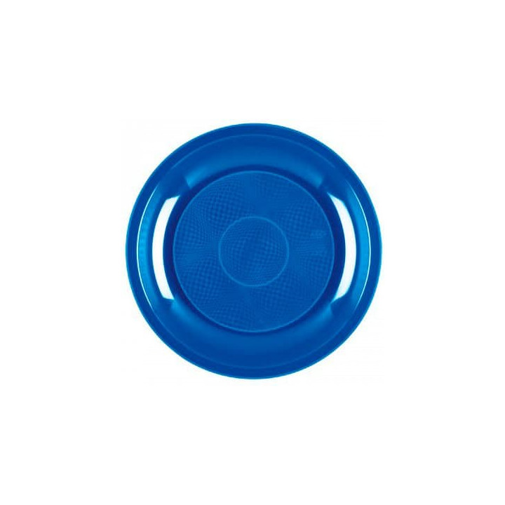 Plastic Plate Flat Mediterranean Blue "Round" PP Ø22 cm (50 Units) 