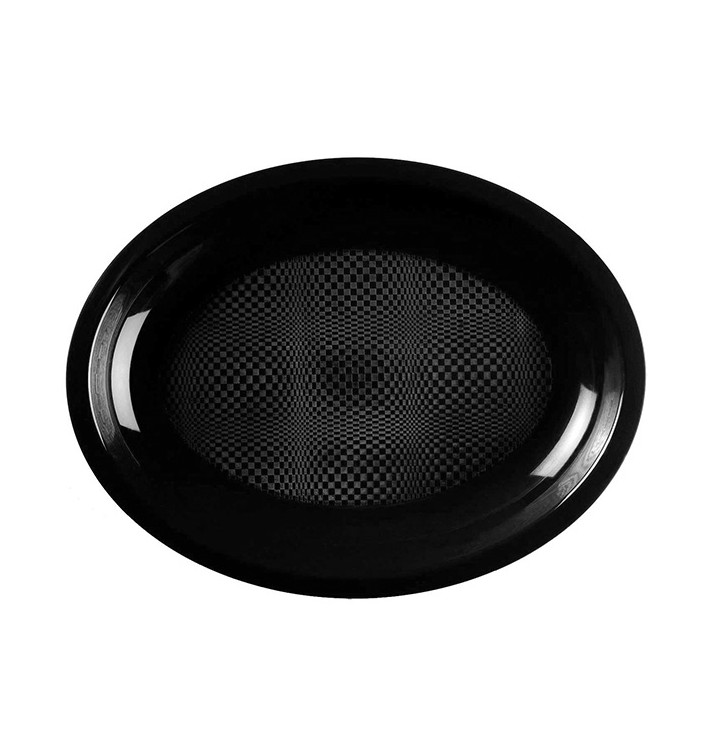 Plastic Platter Microwavable Oval Shape Black "Round" 31,5x22 cm (25 Units) 