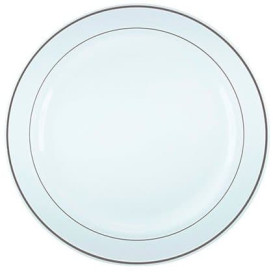 Plastic Plate Extra Rigid with Border Silver 23cm (200 Units)
