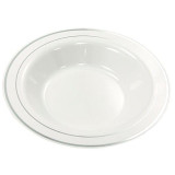 Plastic Plate Extra Rigid Deep with Border Silver 23cm (20 Units)