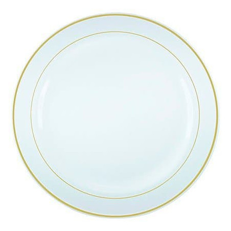 Plastic Plate Extra Rigid with Border Gold 19cm (200 Units)
