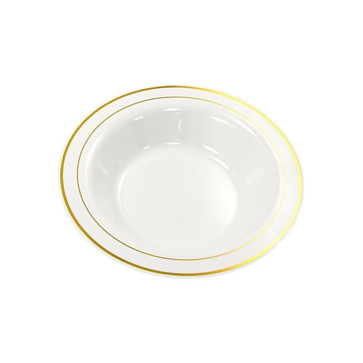 Plastic Plate Extra Rigid Deep with Border Gold 23cm (200 Units)