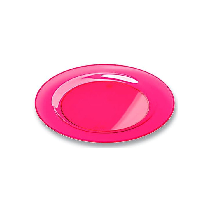 Plastic Plate Round shape Extra Rigid Raspberry 23cm (90 Units)