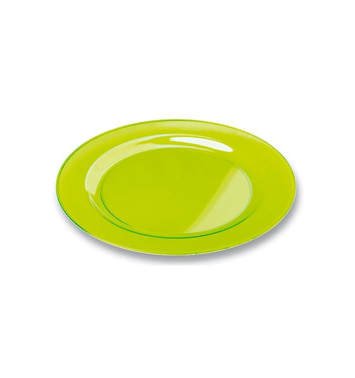 Plastic Plate Round shape Extra Rigid Green 23cm (6 Units) 