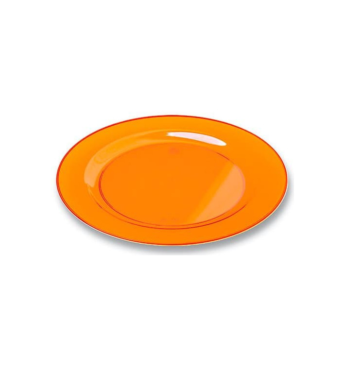 Plastic Plate Round shape Extra Rigid Orange 19cm (120 Units)