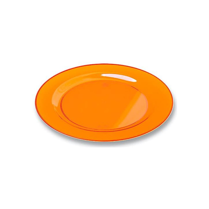 Plastic Plate Round shape Extra Rigid Orange 23cm (6 Units) 