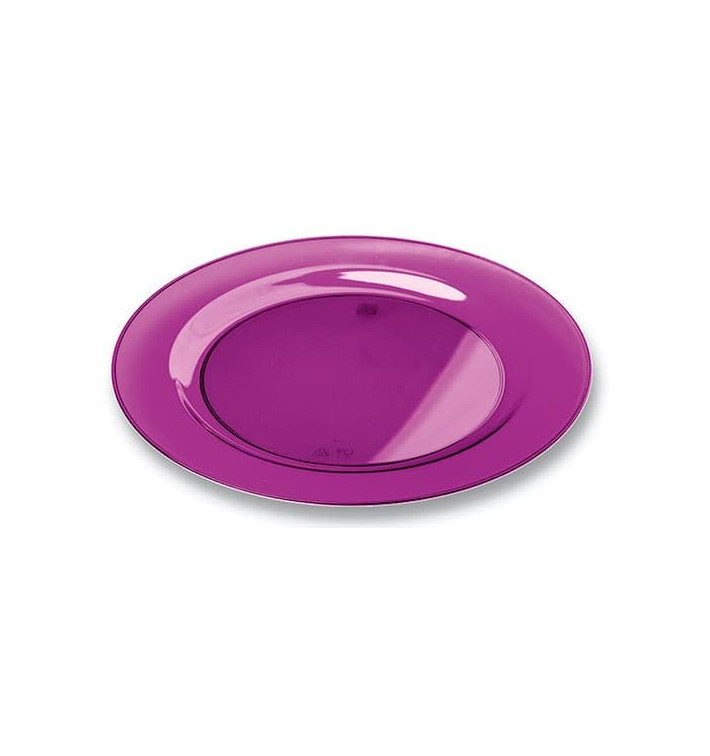 Plastic Plate Round shape Extra Rigid Eggplant 19cm (10 Units) 
