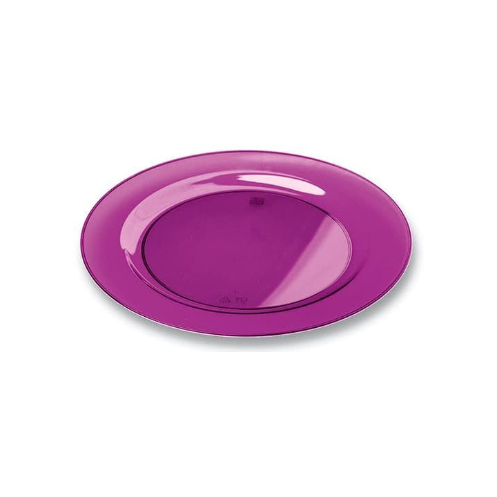 Plastic Plate Round shape Extra Rigid Eggplant 26cm (6 Units) 