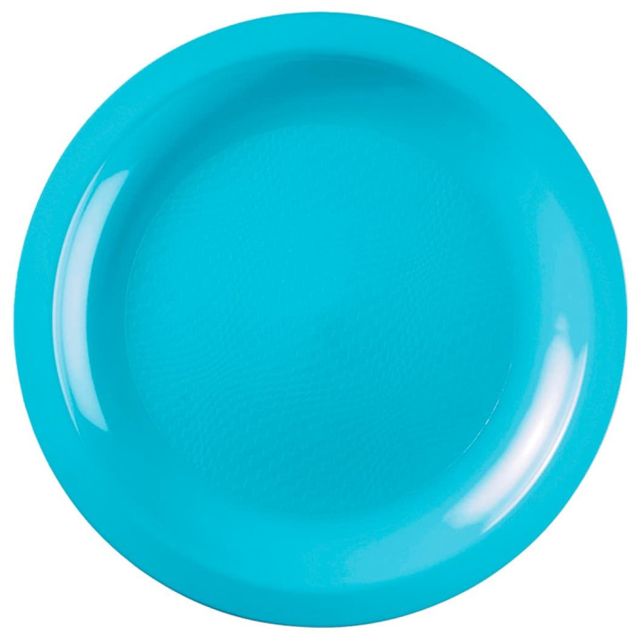 Plastic Plate Flat Turquoise Round shape PP Ø22 cm (600 Units)