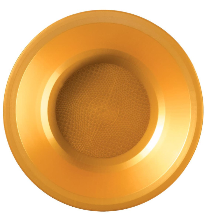Plastic Plate Deep Gold "Round" PP Ø19,5 cm (600 Units)