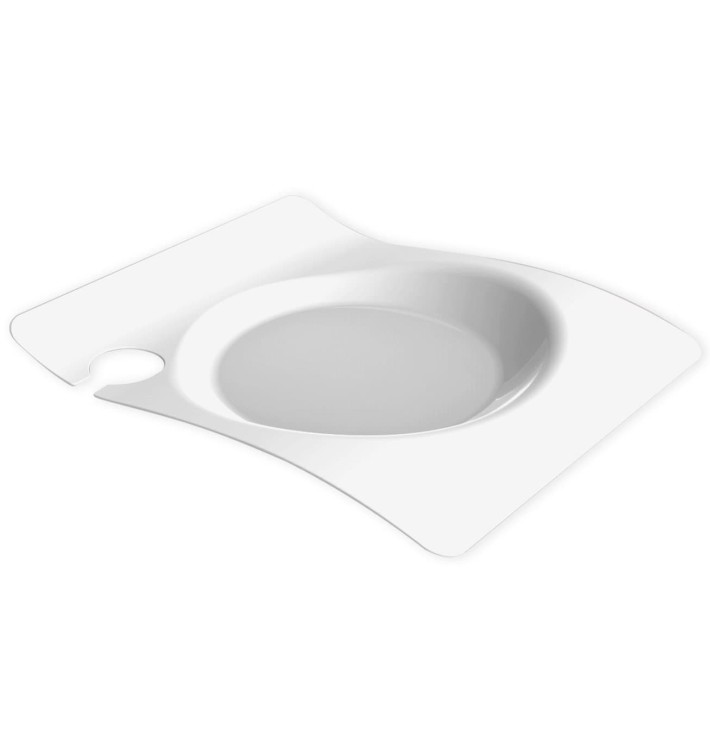 Plastic Plate with Glass Holder PS "Forma" White 22x18 cm (12 Units) 