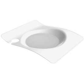 Plastic Plate with Glass Holder PS "Forma" White 22x18 cm (180 Units)